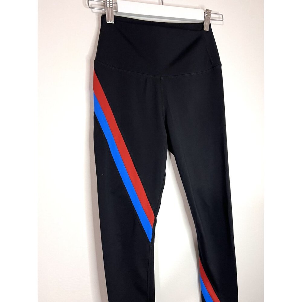 NEW Splits59 Black Bella 7/8 Striped Leggings Blue/Red Stripes Size M - Picture 3 of 6